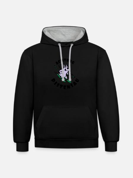 pistensau_02_e_3c - Contrast hoodie - black/heather grey