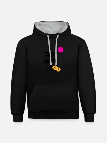 Palm Sunset - Contrast hoodie - black/heather grey