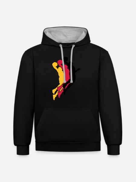 basketball - Kontrast-Hoodie - Schwarz/Grau meliert