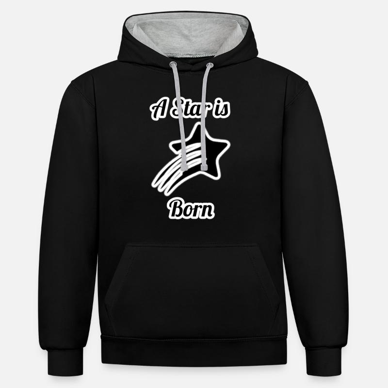 Rock Star - Sweat à capuche contrasté - noir/gris chiné