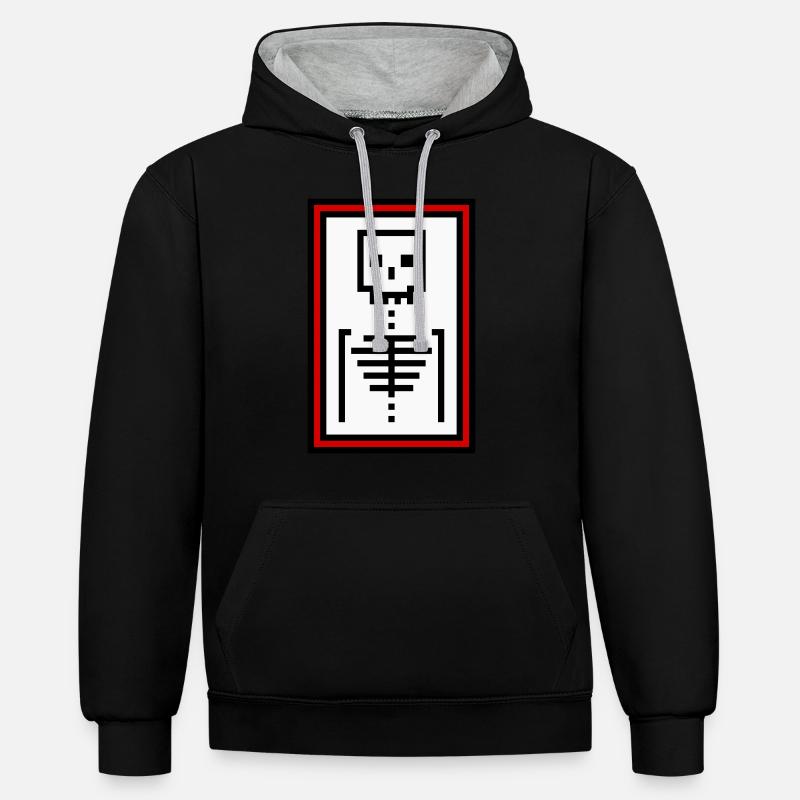 Os - Sweat à capuche contrasté - noir/gris chiné