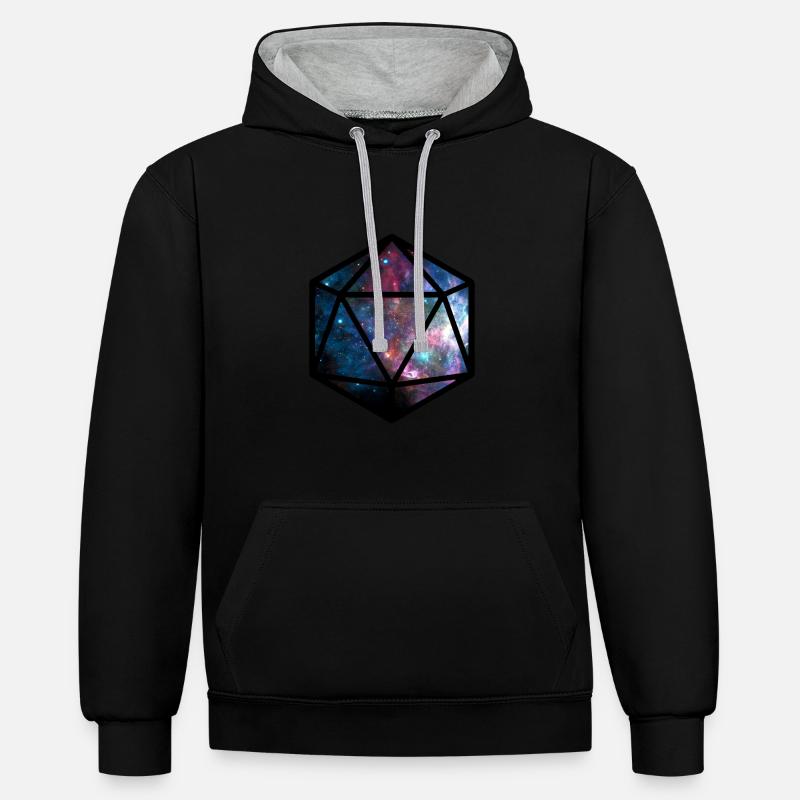 20 dés de galaxie - Sweat à capuche contrasté - noir/gris chiné
