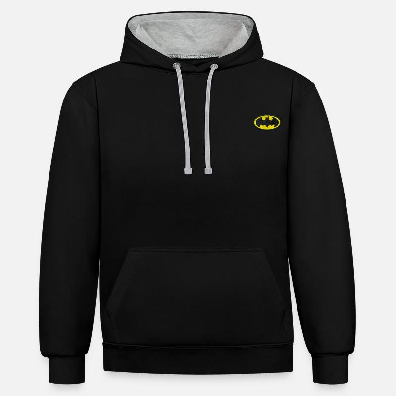 DC Comics Batman Petit Logo Broderie - Sweat à capuche contrasté - noir/gris chiné