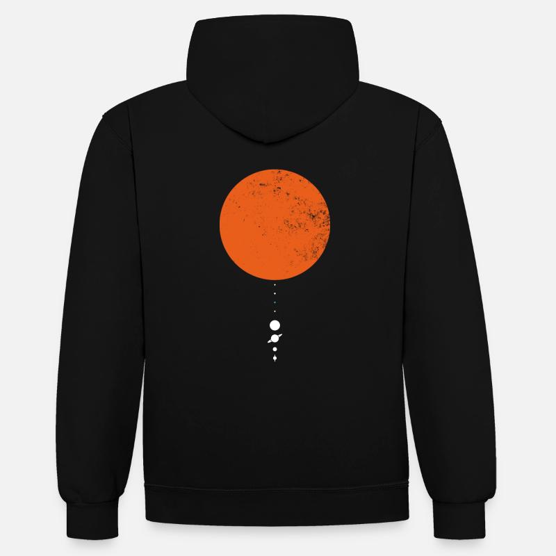 Système solaire Espace nos planètes - Sweat à capuche contrasté - noir/gris chiné