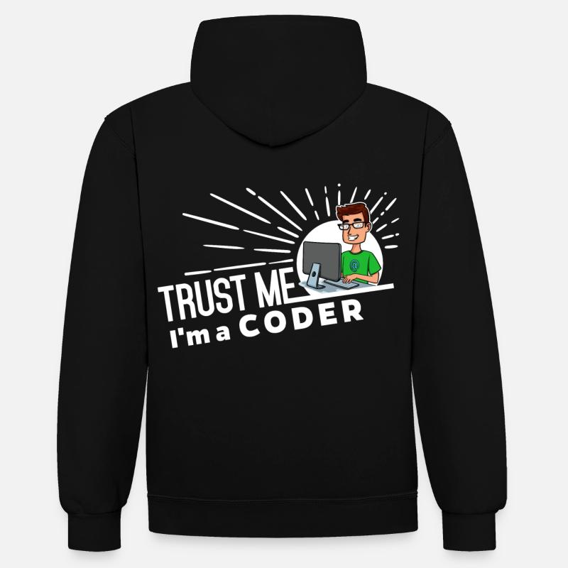Programmør - Tro mig - Kontrast-hoodie - sort/gråmeleret