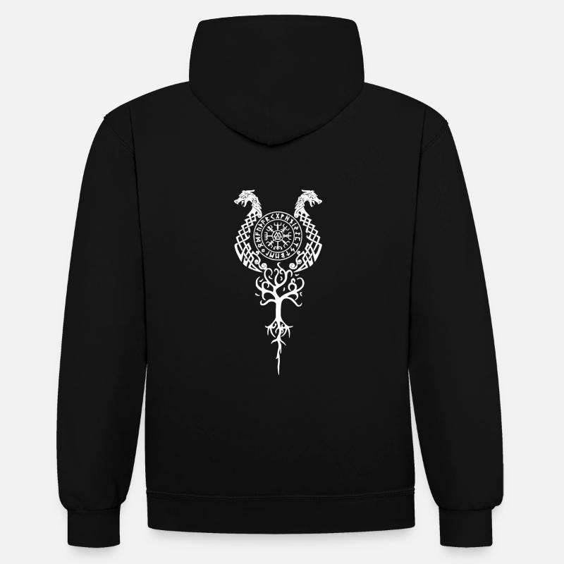 Vikings Runen Symbol - Sweat à capuche contrasté - noir/gris chiné