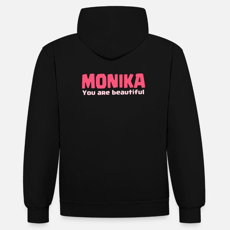 Monika Geschenkideen - Kontrast-Hoodie - Schwarz/Grau meliert