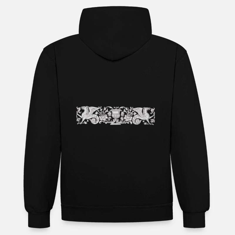 Vogel Greif, créatures fabuleuses - Sweat à capuche contrasté - noir/gris chiné