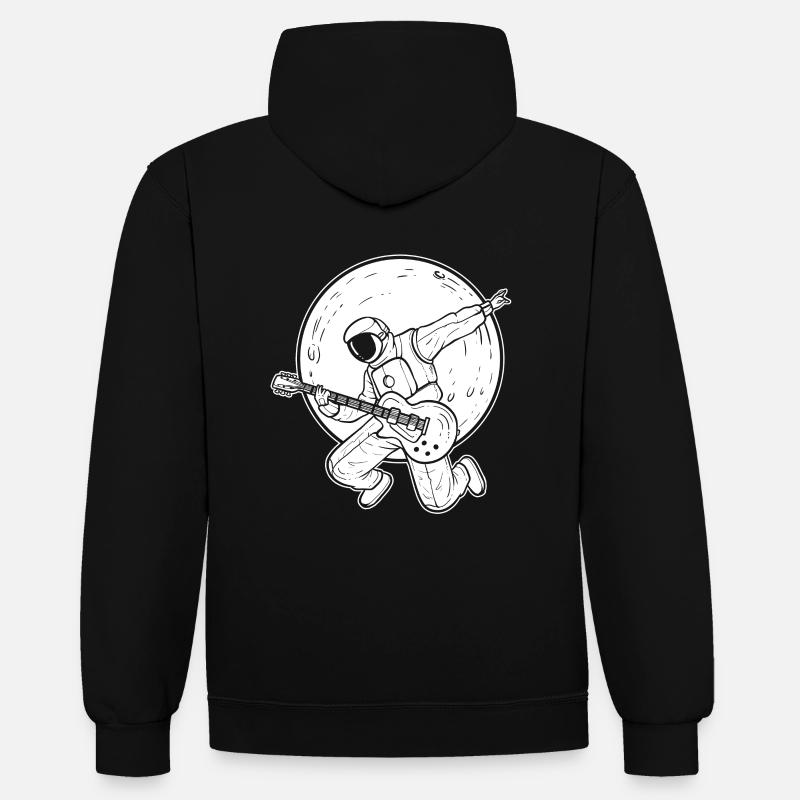 Guitariste astronaute guitariste - Sweat à capuche contrasté - noir/gris chiné