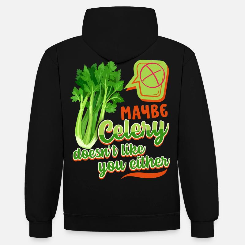 Céleri, dicton drôle, Céleri-Ne-vous-aime-pas - Sweat à capuche contrasté - noir/gris chiné