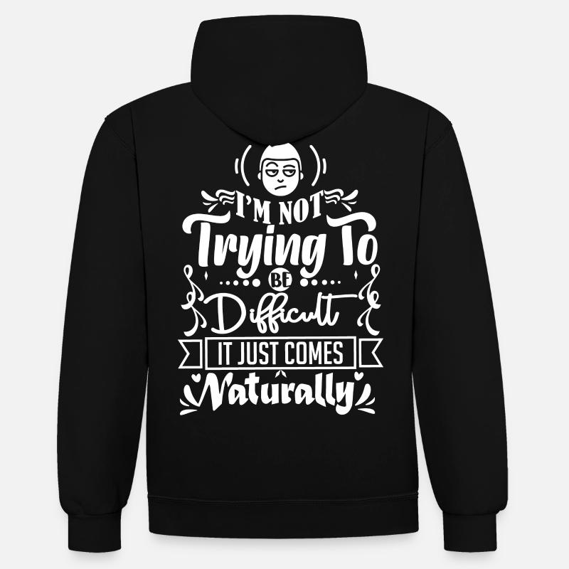 Sarcasme, drôle de dicton, introverti - Sweat à capuche contrasté - noir/gris chiné