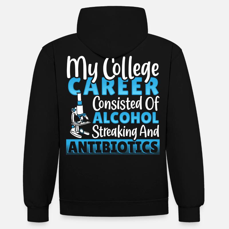 Alcool, Stries, Antibiotiques Collège - Sweat à capuche contrasté - noir/gris chiné