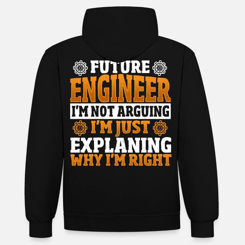 Future Engineer Mechanical Engineering Mechanical - Kontrast-Hoodie - Schwarz/Grau meliert