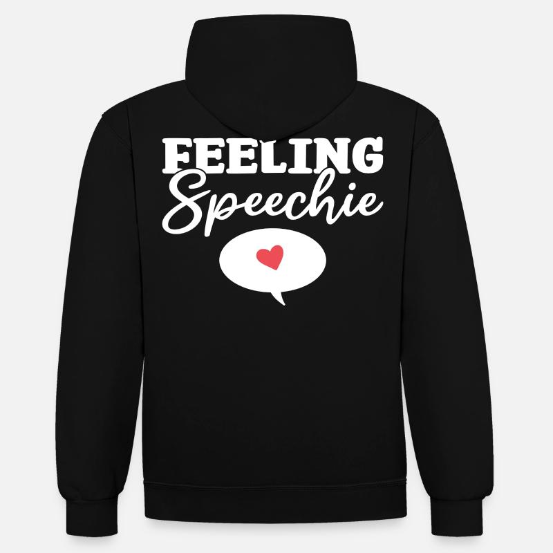 Feeling Speechie Sprachpathologie - Kontrast-Hoodie - Schwarz/Grau meliert