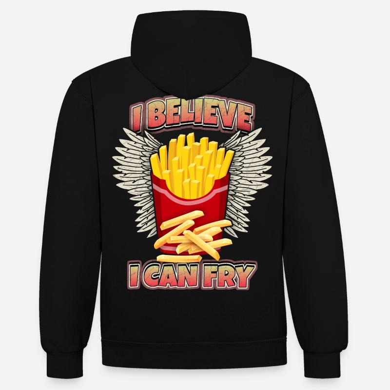 Frites Drôle De Dicton - Sweat à capuche contrasté - noir/gris chiné
