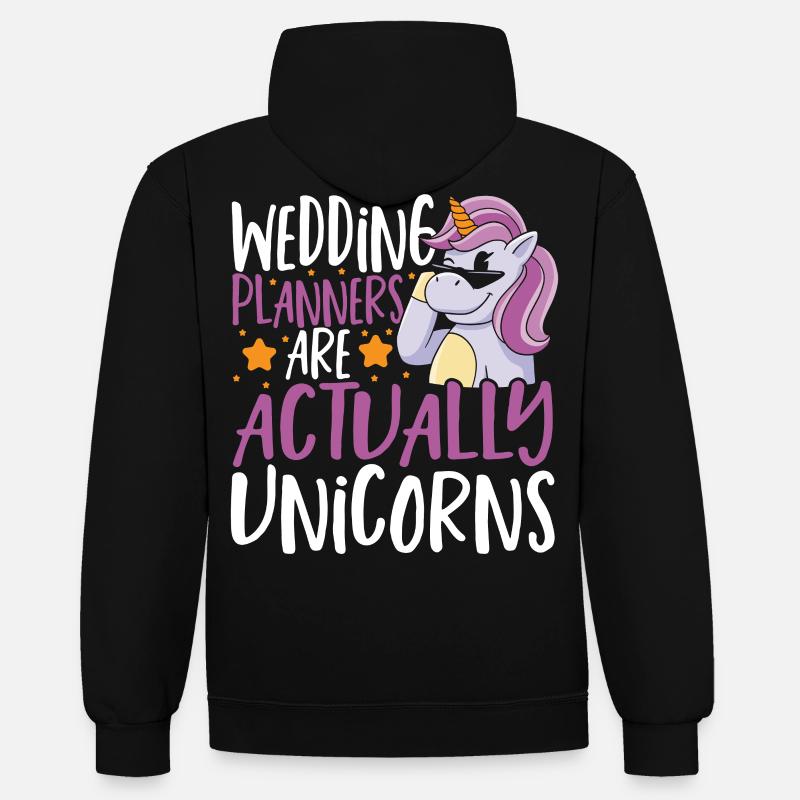 Hochzeitsplaner sind eigentlich Einhörner - Kontrast-Hoodie - Schwarz/Grau meliert