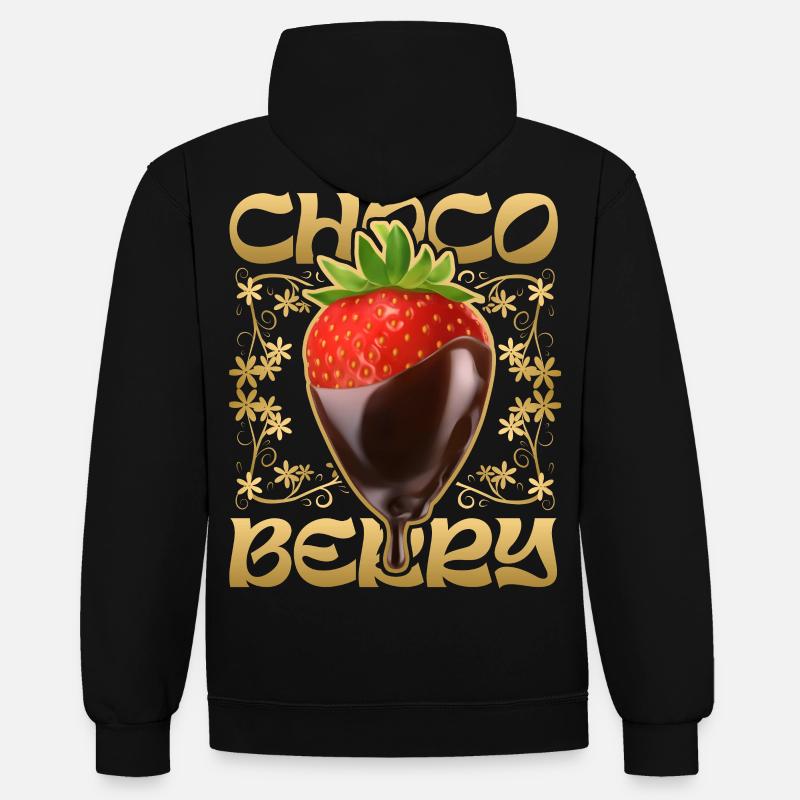Fraise au chocolat - Sweat à capuche contrasté - noir/gris chiné