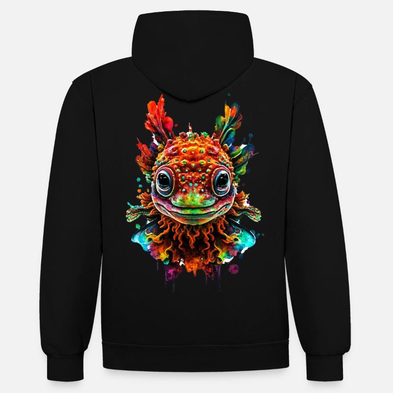 Axolotl - Sweat à capuche contrasté - noir/gris chiné