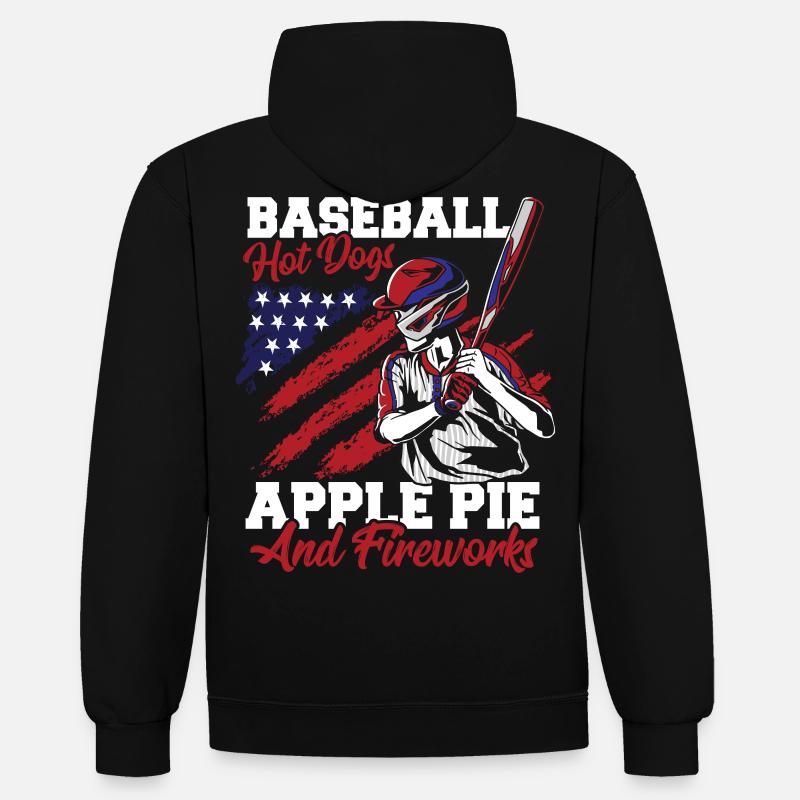 Baseball Drapeau Américain Patriotique - Sweat à capuche contrasté - noir/gris chiné