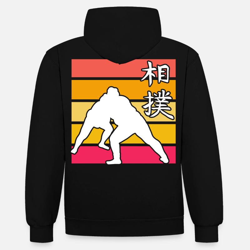 Sumo Rétro - Sweat à capuche contrasté - noir/gris chiné