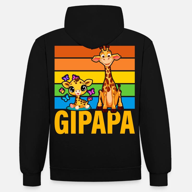 Gipapa - Sweat à capuche contrasté - noir/gris chiné