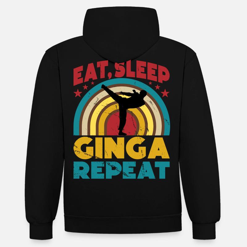 Manger Dormir Ginga Répéter - Sweat à capuche contrasté - noir/gris chiné