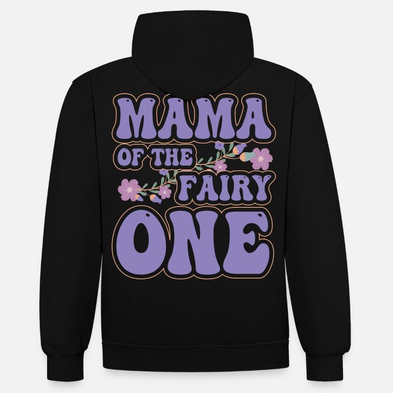 Maman de la fée Une - Sweat à capuche contrasté - noir/gris chiné