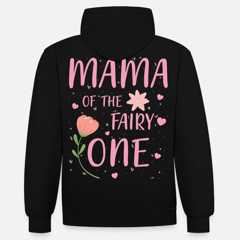 Maman de la fée Une - Sweat à capuche contrasté - noir/gris chiné