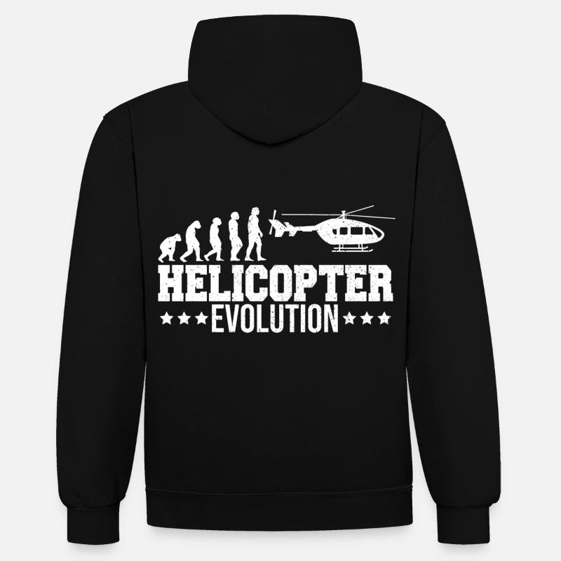 Heli Pilot Helikopter Evolution - Kontrast-Hoodie - Schwarz/Grau meliert