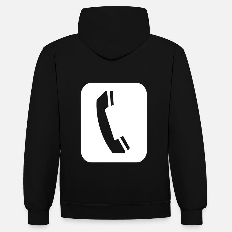 Symbole du combiné téléphonique - Sweat à capuche contrasté - noir/gris chiné