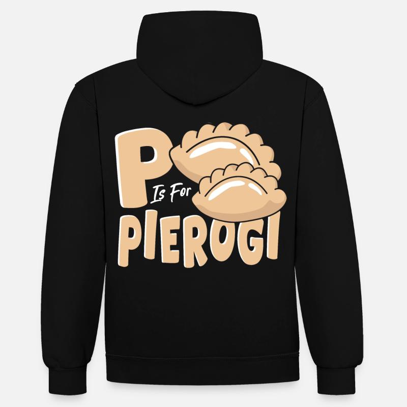 P comme Pierogi - Sweat à capuche contrasté - noir/gris chiné