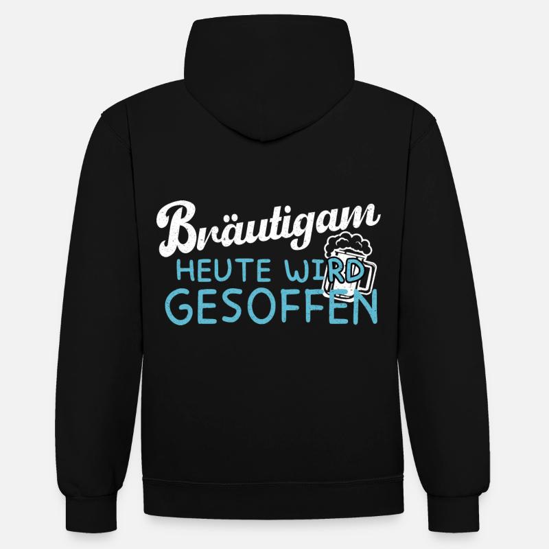 Bräutigam - Heute wird gesoffen - JGA - Kontrast-Hoodie - Schwarz/Grau meliert