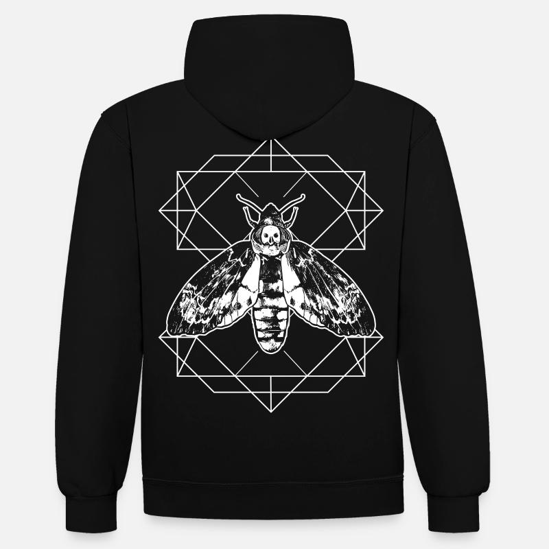 Géométrie d'insecte papillon papillon - Sweat à capuche contrasté - noir/gris chiné