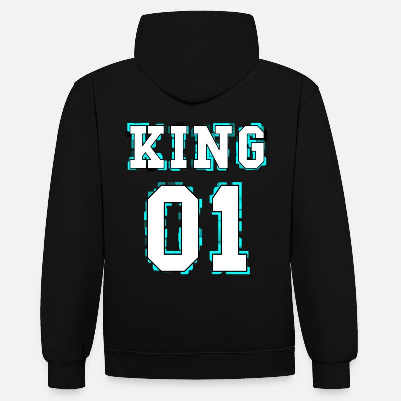 King - Queen Coupledesign - Sweat à capuche contrasté - noir/gris chiné
