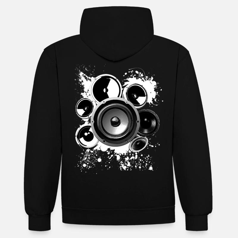 Enceinte Dark Techno EDM - Sweat à capuche contrasté - noir/gris chiné