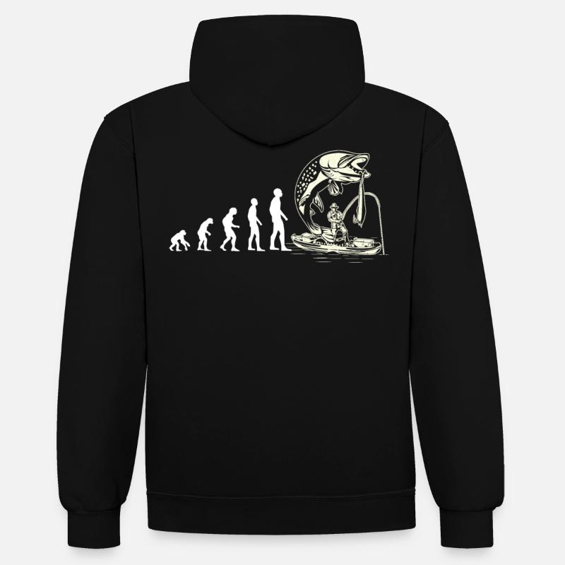 Evolution canot pêcheur blanc - Sweat à capuche contrasté - noir/gris chiné