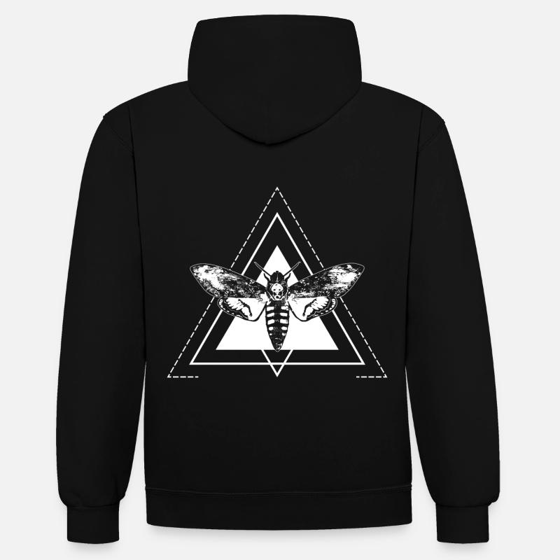 Triangle papillon insecte - Sweat à capuche contrasté - noir/gris chiné