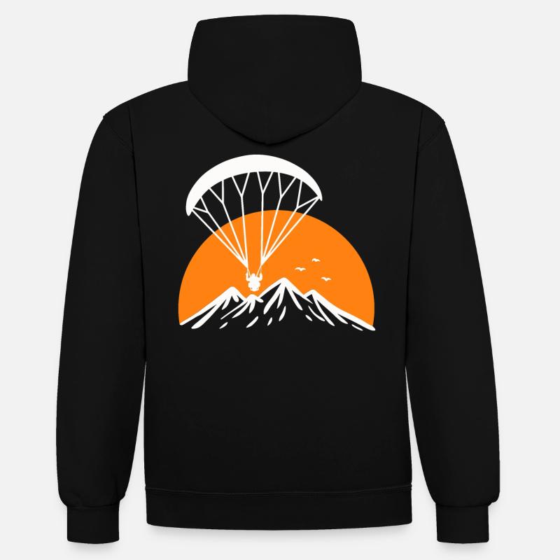 Paramotoring Retro Design - Kontrast-Hoodie - Schwarz/Grau meliert