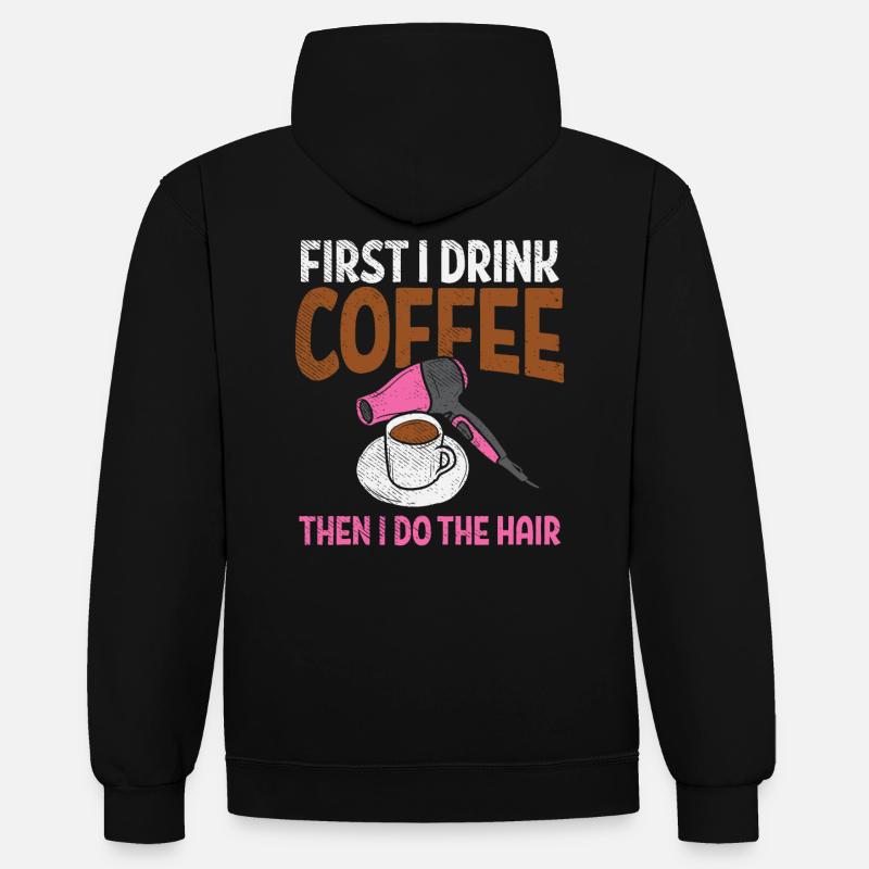 Coiffeur Café Coiffeur - Sweat à capuche contrasté - noir/gris chiné