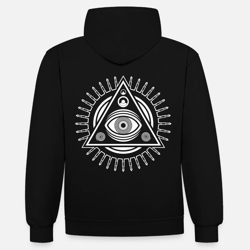 23 Tekno ILLU - Sweat à capuche contrasté - noir/gris chiné