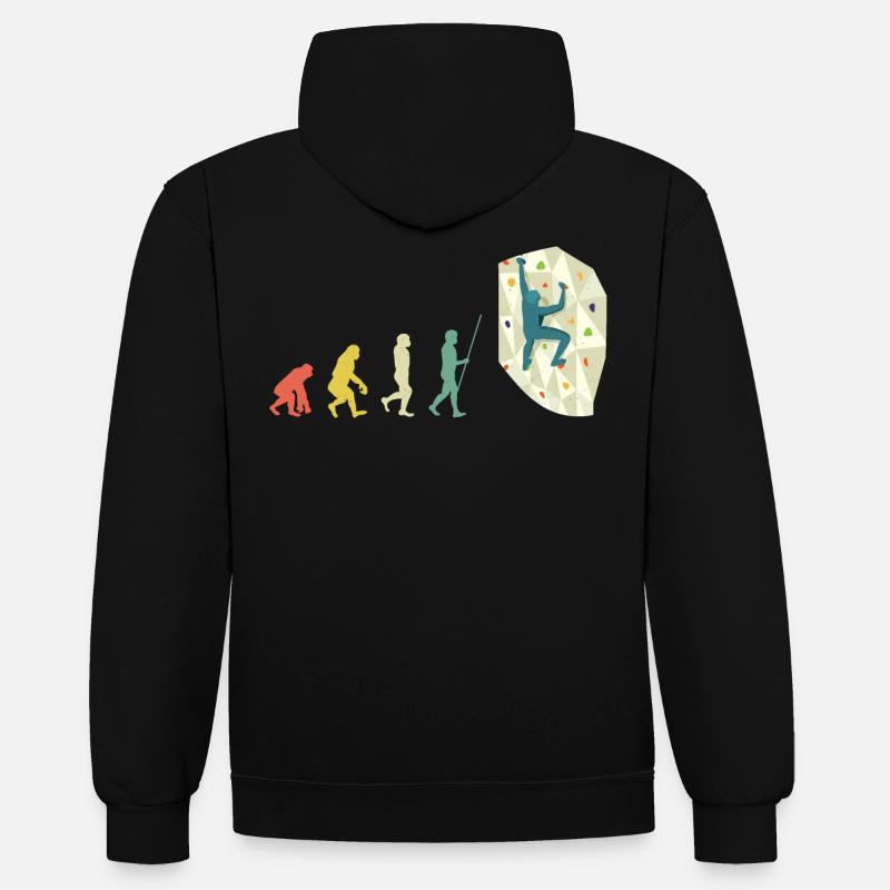 Boulderer Bouldern Evolution Geschenk - Kontrast-Hoodie - Schwarz/Grau meliert