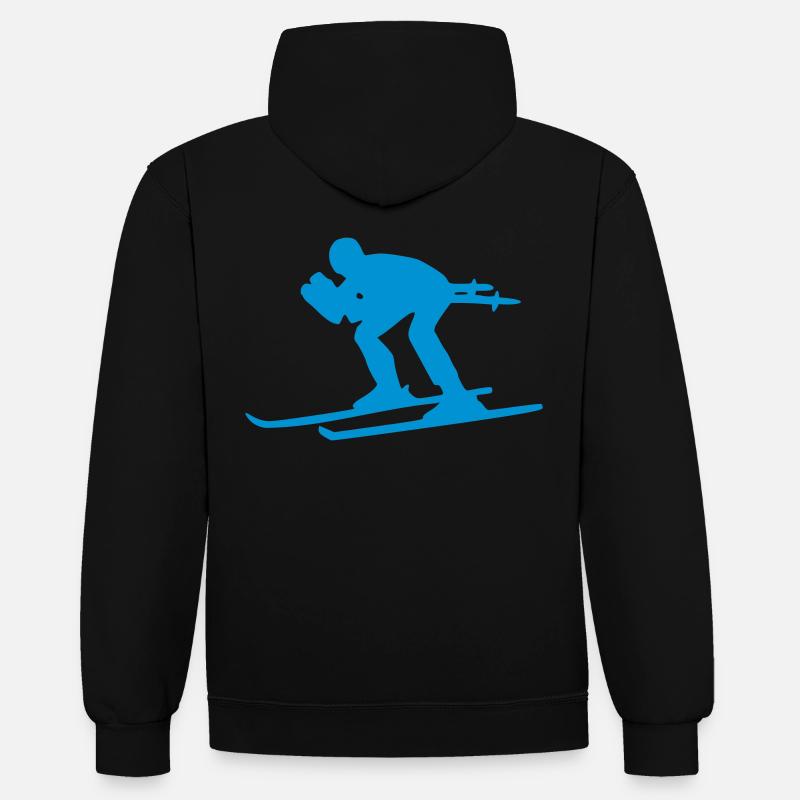 Ski - Sweat à capuche contrasté - noir/gris chiné