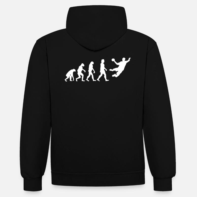 Handball Evolution - Kontrast-Hoodie - Schwarz/Grau meliert