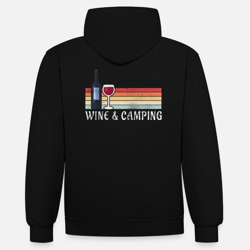 Camping Boire du vin - Sweat à capuche contrasté - noir/gris chiné