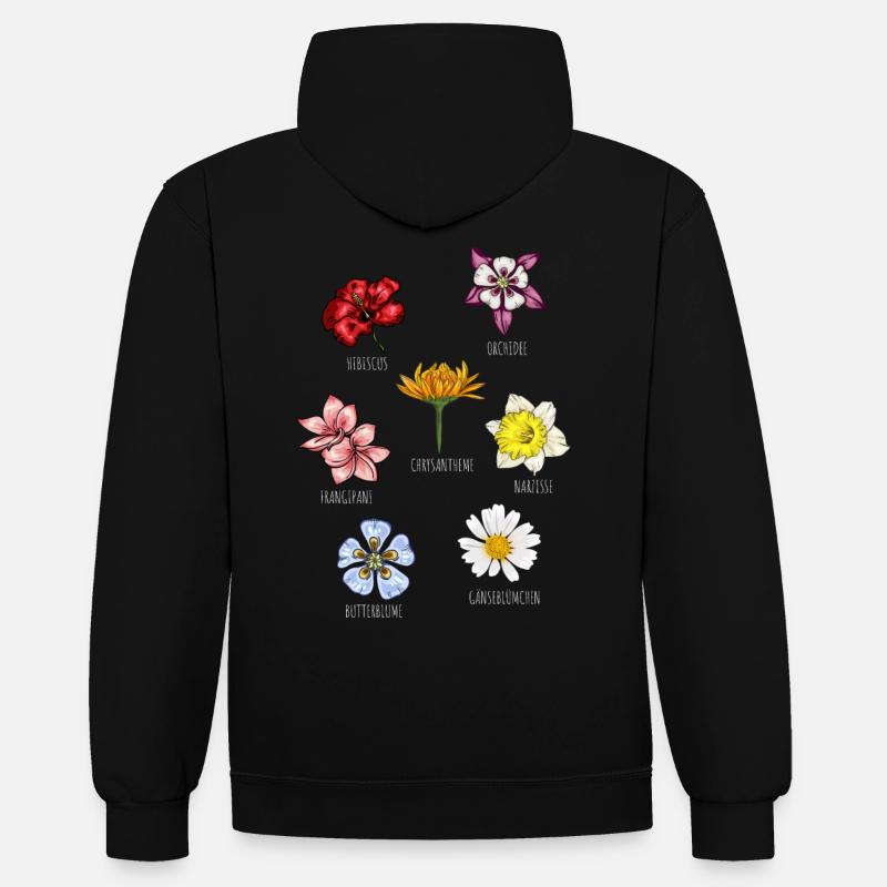 Espèces de fleurs Fleurs - Sweat à capuche contrasté - noir/gris chiné