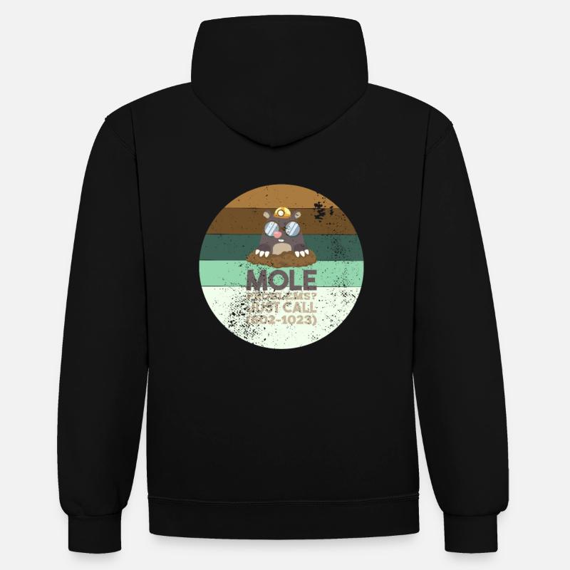 Mole Moles Chimie - Sweat à capuche contrasté - noir/gris chiné