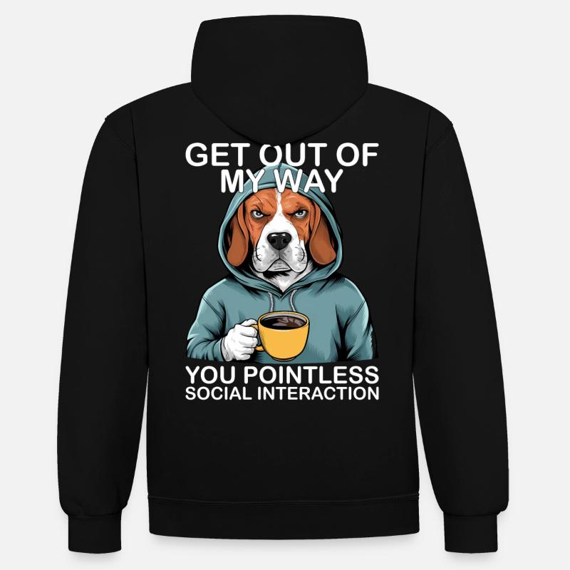 Drôle de beagle - Sweat à capuche contrasté - noir/gris chiné