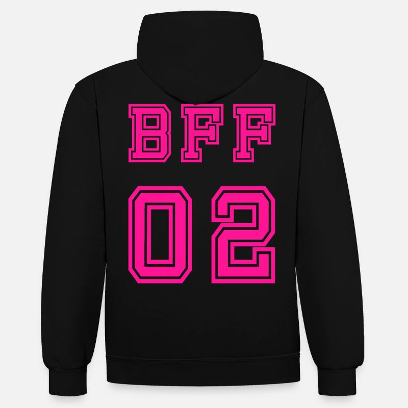 BFF - Kontrast-Hoodie - Schwarz/Grau meliert