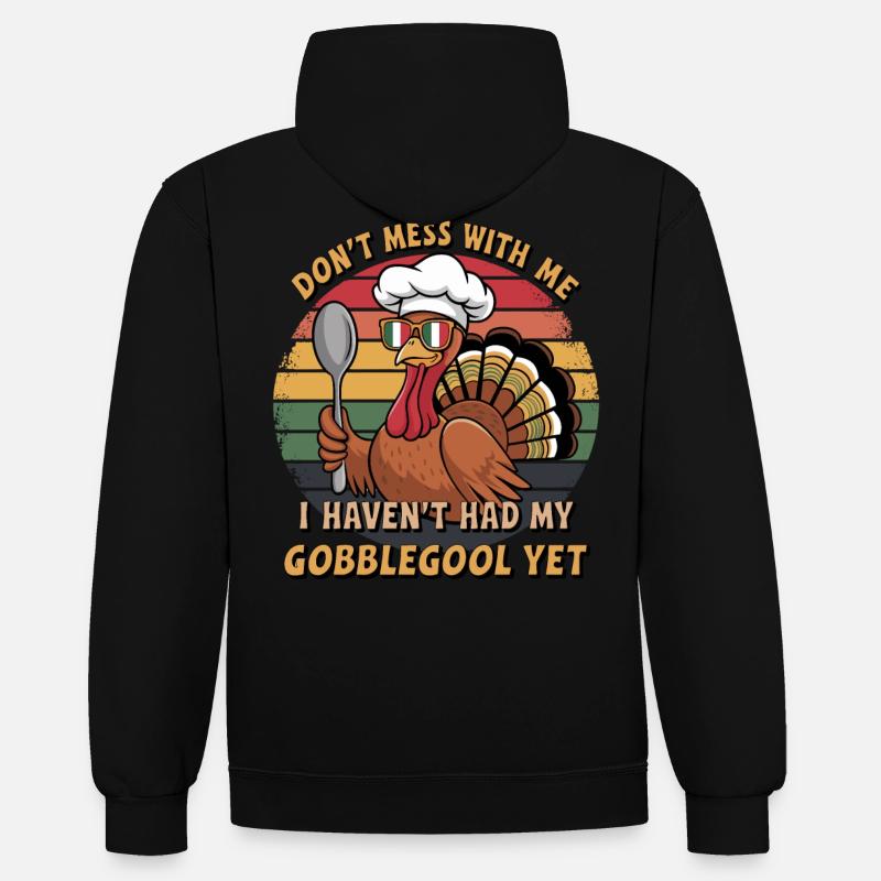 Dinde Thanksgiving Day Gobblegool - Sweat à capuche contrasté - noir/gris chiné