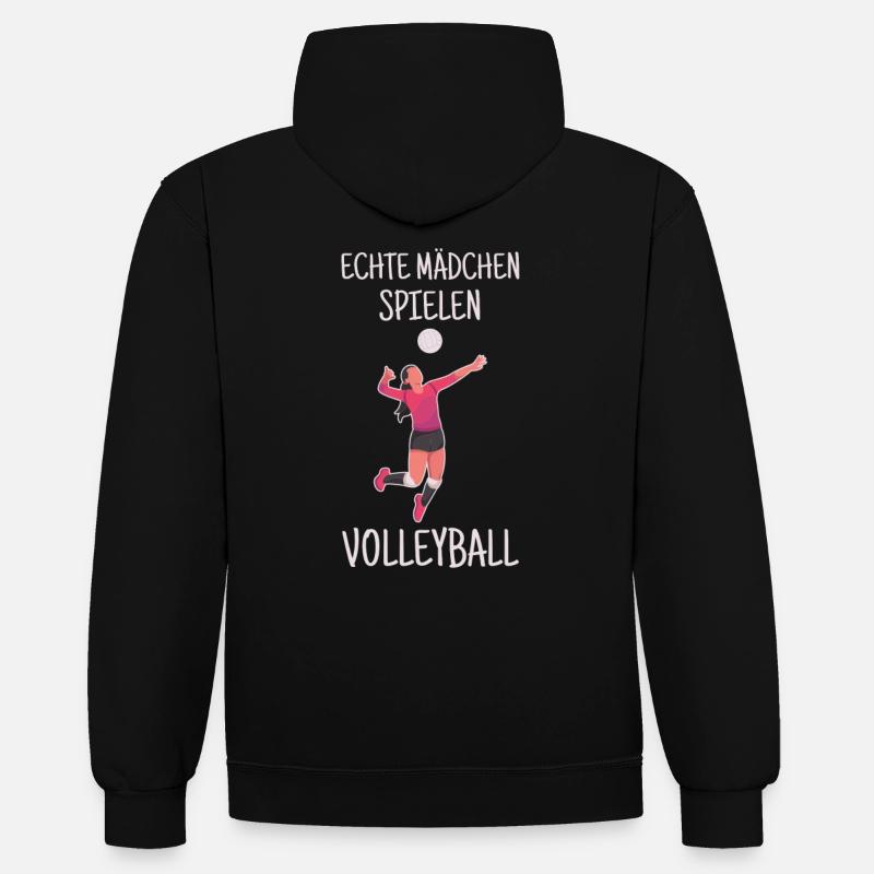 Volleyball filles - Sweat à capuche contrasté - noir/gris chiné